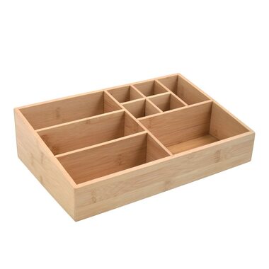 MSV ISALYS organizér na kosmetiku bambus / 10 přihrádek