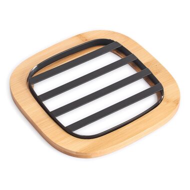 MSV ELIE podložka pod nádobí matná černá / ocel / bambus