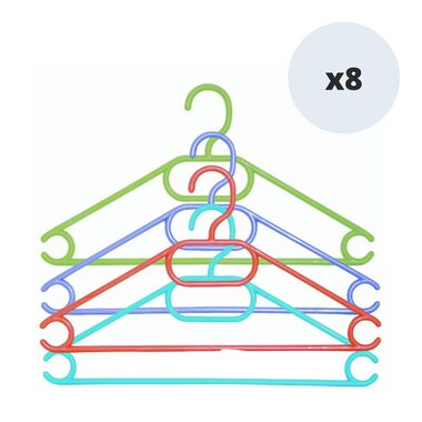 MSV sada 8 ks dětských barevných ramínek / plast