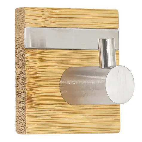 MSV FLAVIO samolepící háček na ručníky bambus / nerez ocel / 45 x 31 mm
