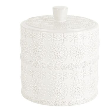 Spirella RELIEF dóza na odličovací tampony bílá / porcelán