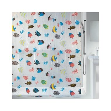 Spirella FISH sprchový závěs motiv rybičky čirý / 180 x 200 cm / PEVA