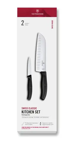 VICTORINOX Swiss Classic Kuchyňské nože set 2 ks černá / rovné a vroubkované ostří