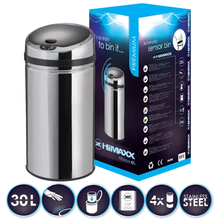 HiMAXX Premium 30L stříbrná / bezdotykový koš 