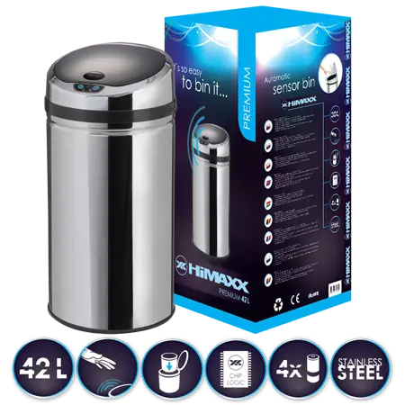HiMAXX Premium 42L stříbrná / bezdotykový koš 