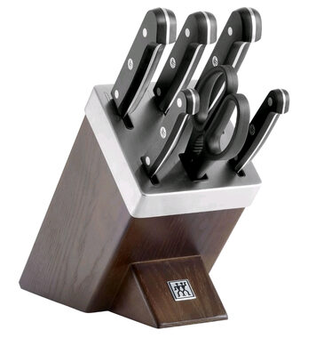Zwilling Gourmet Blok s noži a nůžkami / jasanové dřevo / automatické ostření nožů / 1x nůžky / 5x nůž / 1x blok