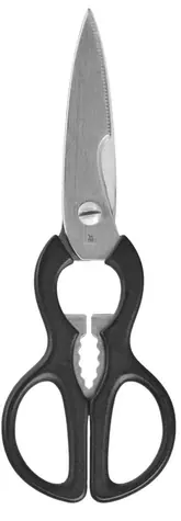 WMF kuchyňské nůžky černá / nerez ocel / Délka 21 cm / otvírák na šroubovací a korunkové uzávěry