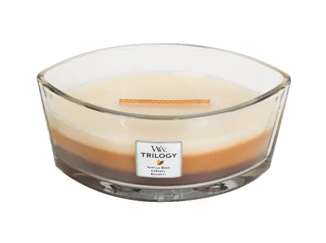 WoodWick Trilogy Cafe Sweets Elipsa 453.6g - svíčka loď / doba hoření: až 40 h