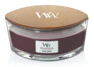 WoodWick Black Cherry Elipsa 453.6g - svíčka loď / doba hoření: až 40 h