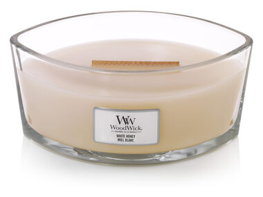 WoodWick White Honey Elipsa 453.6g - svíčka loď / doba hoření: až 40 h