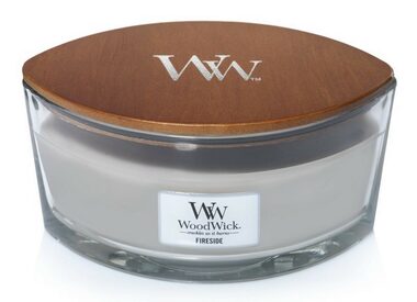 WoodWick Fireside Elipsa 453.6g - svíčka loď / doba hoření: až 40 h