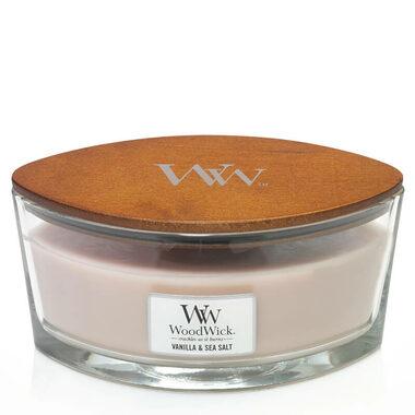 WoodWick Vanilla & Sea Salt Elipsa 453.6g - svíčka loď / doba hoření: až 40 h