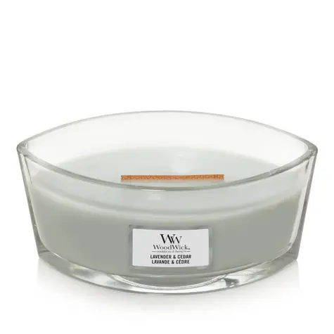 WoodWick Lavender & Cedar Elipsa 453.6g - svíčka loď / doba hoření: až 40 h