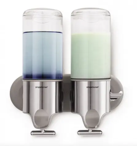 Simplehuman BT1028 Dávkovač mýdla a šamponu na zeď / 2x 444 ml / nerez