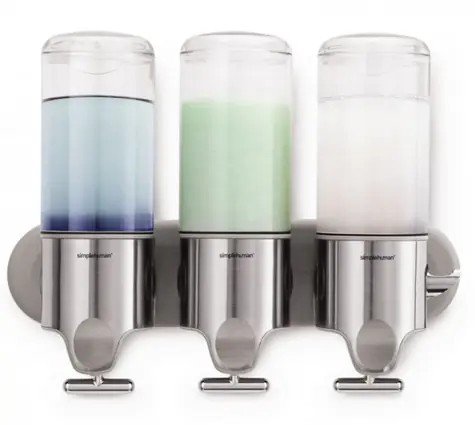 Simplehuman BT1029 Dávkovač mýdla šamponu a kondicionéru na zeď / 3x 444 ml / nerez