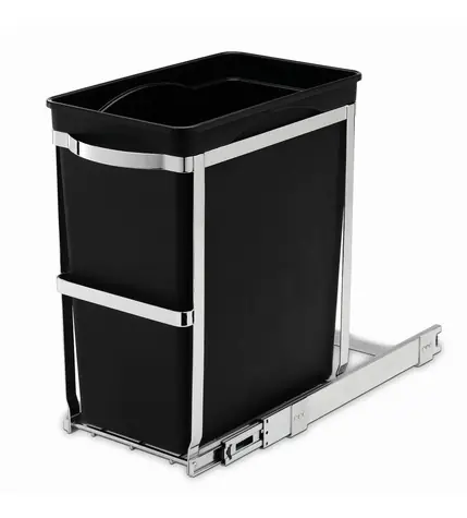 Simplehuman Vestavný odpadkový koš  – 30 l/ výsuvný/ lesklá ocel/ plastový kbelík