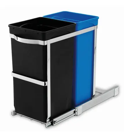 Simplehuman Vestavný odpadkový koš na tříděný odpad  – 20/15 l / výsuvný / lesklá ocel / plast