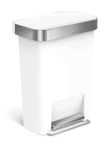 Simplehuman Pedálový odpadkový koš  – 45 l / kapsa na sáčky / obdélníkový / bílý plast / nerez