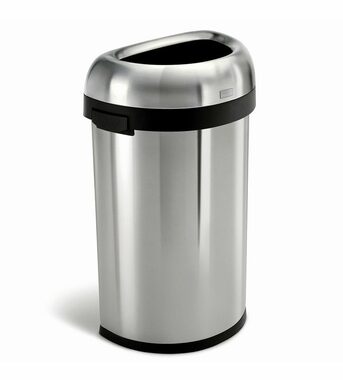Simplehuman Odpadkový koš  pro komerční využití 60 l / půlkulatý / otevřený / kartáčovaná ocel