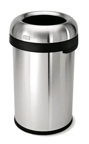 Simplehuman Odpadkový koš  do komerčních prostor – 80 l / kulatý / otevřený / matná nerez ocel