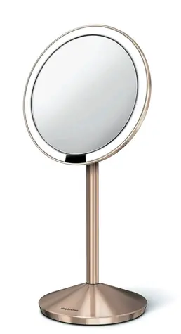 Simplehuman Kosmetické zrcátko  - Sensor Tru-lux LED osvětlení / 10x zvětšení/ AKU ROSE GOLD