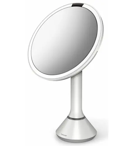 Simplehuman Kosmetické zrcátko  Sensor Touch / DUAL LED osvětlení/ 5x/ dobíjecí/ bílá ocel