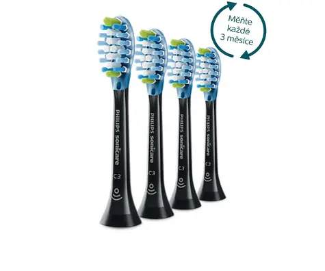 Philips Sonicare C3 Premium Plaque Defence HX9044-33 / hlavice sonického kartáčku 4 ks / standardní velikost / černá