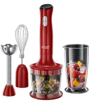Russell Hobbs Desire 3v1 24700-56 červená / Tyčový mixér 3v1 / 500 W / 2 rychlosti / 2 nádoby