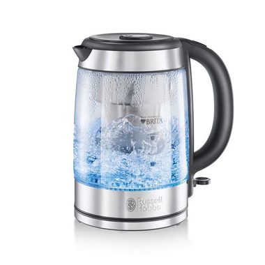 Russell Hobbs Clarity 20760-57 / Rychlovarná konvice / 2200 W / 1L / vodní filtr Brita / sklo / stříbrná