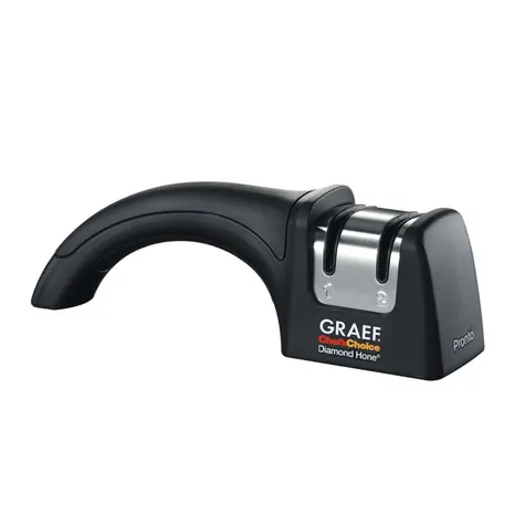 Graef Pronto černá / manuální brousek na nože / diamantové kotouče / 2 stupně
