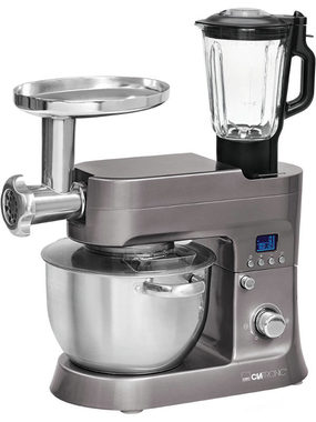 Clatronic KM 3674 titanová / Kuchyňský robot / 1200 W / 10 rychlostí / 6.2 l mísa / 1.5 l mixovací nádoba