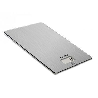 Beper 90131 stříbrná / kuchyňská váha / max. 5 kg / přesnost 1 g / funkce TARE / automatické vypnutí / 1x CR2032 / nerez