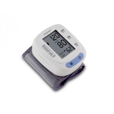 Beper 40121 Easy Check bílá / měříč krevního tlaku na zápěstí / paměť 120 záznamů / 2x AAA