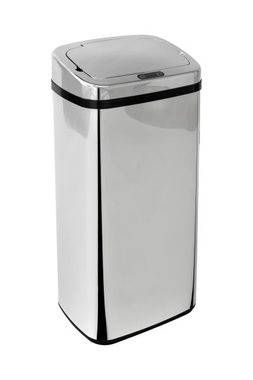 iQtech Clasik Quadrat 40 l stříbrná / bezdotykový odpadkový koš / hranatý / rozměry 33x25x70cm / nerez|plast / IR