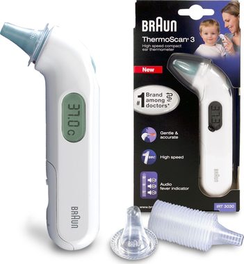 Braun IRT 3030 ThermoScan 3 / digitální infračervený teploměr / měření v uchu / 34 - 42.2°C / 2xAA / bílá
