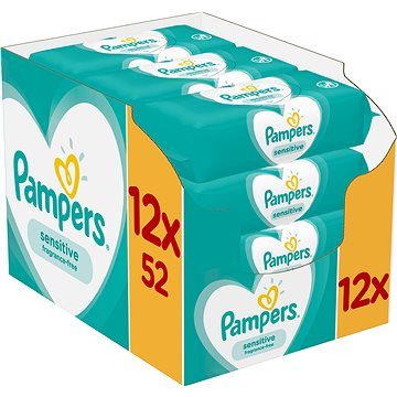 Pampers Sensitive Baby Wipes vlhčené ubrousky 624 ks (12x 52 ks)