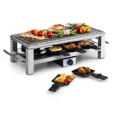 Klarstein Schmelzlette / Raclette gril pro 8 osob / 1500W / termostat / přírodní kámen