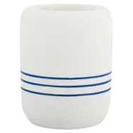 MSV PACCO kelímek na zubní kartáčky bílý s modrými pruhy / polyresin