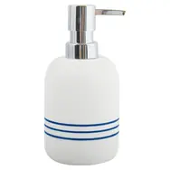 MSV PACCO bílá s modrými pruhy / Dávkovač mýdla / 200 ml / 7,5 x 16,5 cm