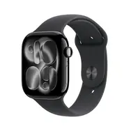 Apple Watch Series 11 GPS 42mm Klavírně černé hliníkové tělo - Černý sportovní řemínek M/L / 150–200 mm