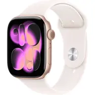 Apple Watch Series 11 GPS 42mm Růžově zlaté hliníkové tělo - Světle ruměný sportovní řemínek M/L / 150–200 mm