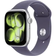 Apple Watch Series 11 GPS 42mm Stříbrné hliníkové tělo - Mlžně fialový sportovní řemínek S/M / 130–180 mm