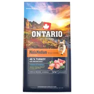 Ontario Mini & Medium Weight Control Turkey & Brown Rice 6.5kg / Granule pro dospělé psy 