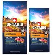 Ontario Adult Medium Lamb & Brown Rice 2x12kg + Barel ZDARMA / Granule pro dospělé psy 