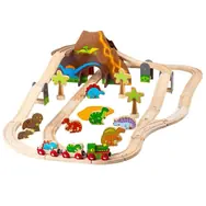 Bigjigs Rail Dřevěná vláčkodráha dinosauři / 49 dílů / od 3 let