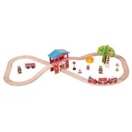Bigjigs Rail Dřevěná vláčkodráha hasičská stanice / 39 dílů / od 3 let