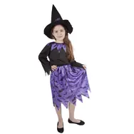 RAPPA Dětský kostým čarodějnice s netopýry a kloboukem - Halloween (S) / 4-6 let 