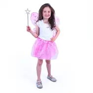 RAPPA Dětský kostým tutu sukně růžová motýl s hůlkou a křídly / obvod pasu 44-72 cm