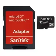 SanDisk microSDHC 32GB + adaptér / Class 4 / vhodné pro HD