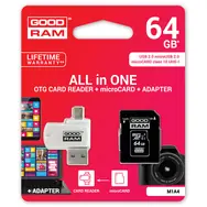 GOODRAM All-In-One 64GB / sada micro SDXC + adaptér + čtečka karet / UHS-I / čtení: 60MBs / zápis: 10 MBs